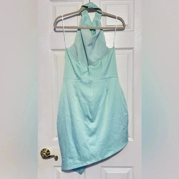 ELLIATT Revolve Camo Mini Dress Seafoam High Neck Asymmetrical size Large​ - Picture 4 of 5